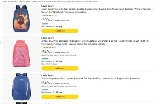 Image of Lavie Sport Backpack Upto 82% Off