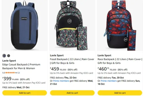 Image of Lavie Sport Backpacks at minimum 70% Discount