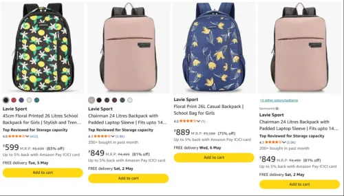 Image of Lavie Sport Bags at minimum 70% Discount