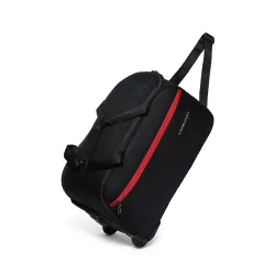 Lavie Sport Polyester Lino M Cabin Size 53 Cms Duffle Wheeler Bag | 2 Wheel Duffle Bag | Duffle Bag With Adjustable Handle, 24 cm, Black