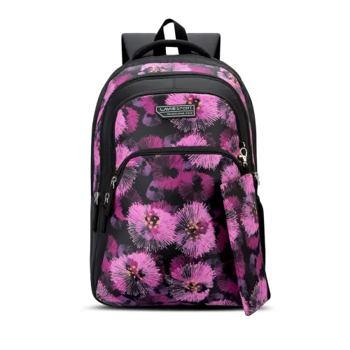 Image of Lavie Sport Viola 36L Black Backpack | Fits Upto 15 Inch Laptop | Organizer & Bottle Holder |Rain Cover |Pencil Pouch | 