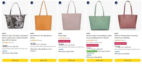 Image of Lavie Tote Bag at minimum 80% Discount