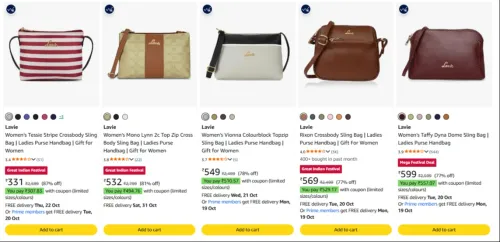 Image of Lavie Women's Sling Bag upto 81% Discount