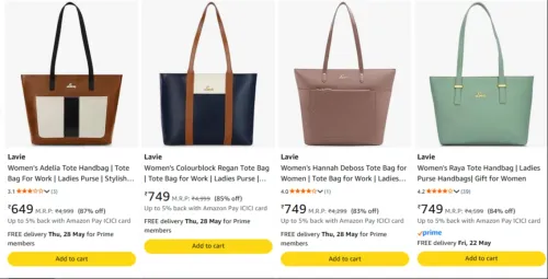 Image of Lavie Women's Tote Bag at minimum 80% Discount