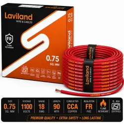 Laviland 0.75 Sqmm CCA Copper Wire | 90m | Single Core | FR PVC Insulated