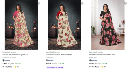 Image of Laxmipati Sarees Women's Sarees upto 72% Discount