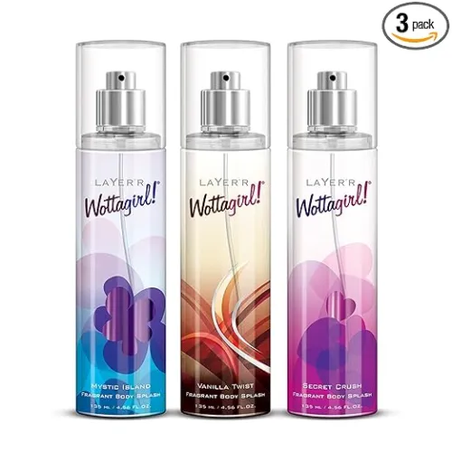 Image of Layer’r Wottagirl Body Splash Combo for Women (3×135ml) – Vanilla, Mystic & Secret