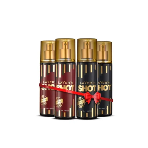 Image of Layer'r Shot Body Spray for Men, Gold Combo (50ml x4)