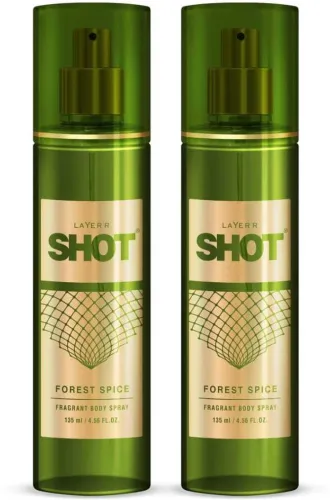 Image of LAYER'R Shot Forest Spice Long Lasting Fragrance Body Spray (135 ml each) Body Spray - For Men (270 ml, Pack of 2)