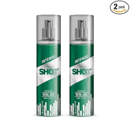 Image of Layer'r Shot Royal Jade Fragrant Body Spray Combo For Men 2 x135ml | Long-Lasting Premium Fragrance Herbal & Fruity Blen