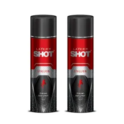 Layer’r Shot Stallion Body Spray Combo for Men 120ml Pack of 2 (240mll) | Long-Lasting Premium Fragrance | Citrus, Spicy
