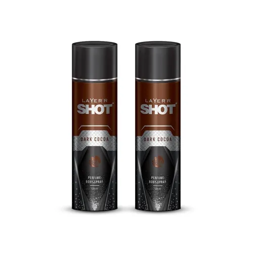 Image of Layer'r SHOT Dark Cocoa Deodorant Body Spray for Men - 120ml pack of 2