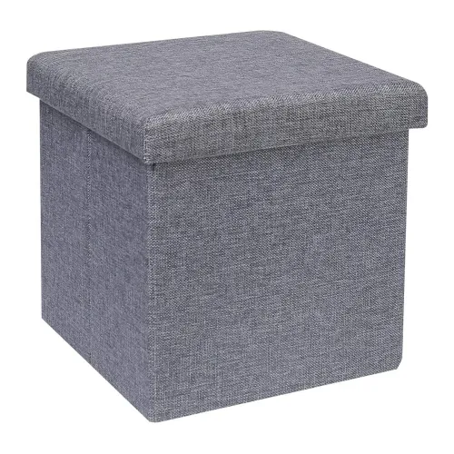Image of Lazer Folding Storage Ottoman Stool | Multipurpose Organizer Bench & Footrest | Cube Coffee Table with Wardrobe Storage 