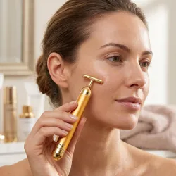 LAZYwindow 24K Gold Electric Vibration Facial Massager