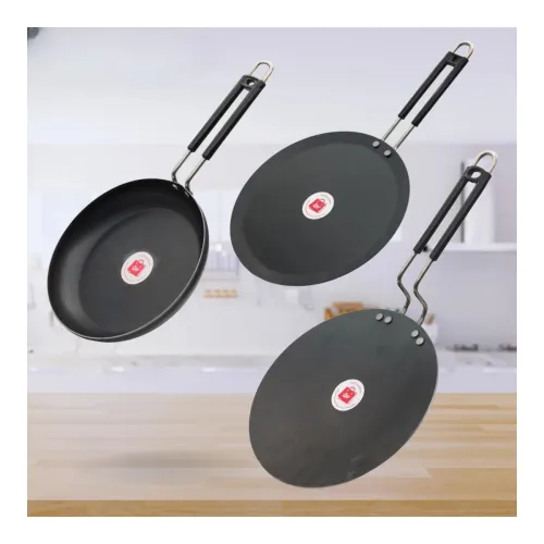 Image of LAZYwindow Iron Fry Pan & Tawa Combo (Induction Base, Black)