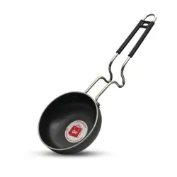LAZYwindow® Iron Induction Tadka Pan with Insulated Steel Handle 12cm