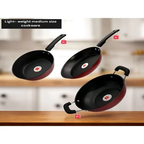 Image of LAZYwindow Maroon Metal Cookware Set