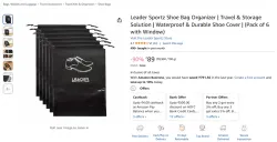 Leader Sportz Shoe Bag Organizer  (Pack of 6 with Window)