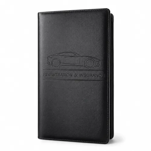 Image of Leather Document Holder with Magnetic Closure (Black)