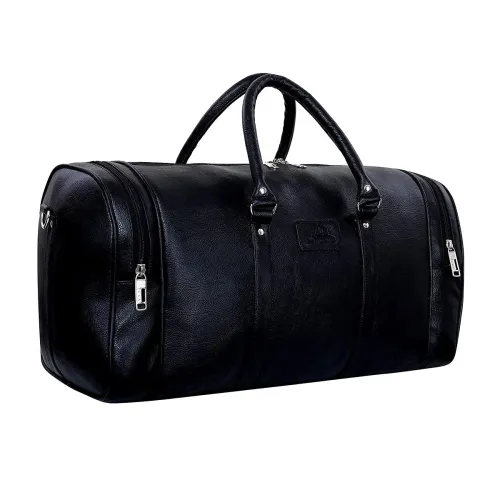 Image of Leather World 55 L Leather Weekender Travel Duffle Luggage Bag 