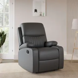 Leatherette Manual Recliner (Finish Color - Grey, DIY(Do-It-Yourself))