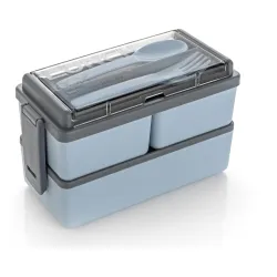 LEAWALL 1400ml Plastic Lunch Box Set (Grey)