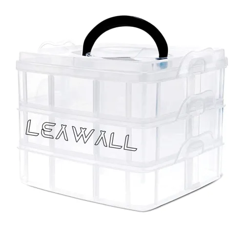 Image of Leawall 3-Layer 18 Grid Transparent Jewelry Box