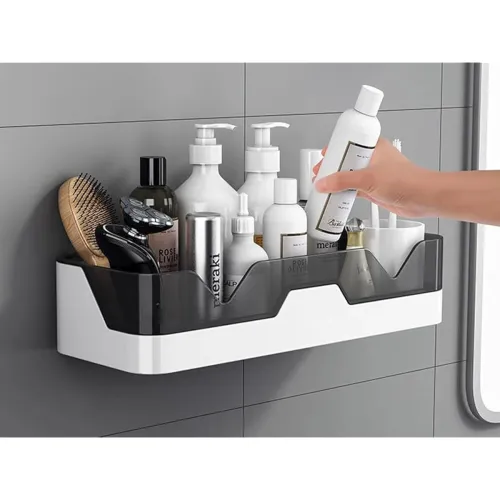 Image of Leawall Self-Adhesive Plastic Bathroom Rack