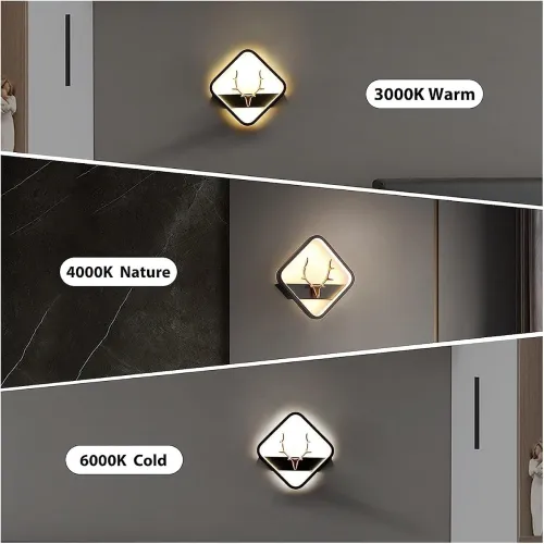 Image of LED Deer Wall Light 3 Color Modern Wall Sconce Gold Black - Pack of 1
