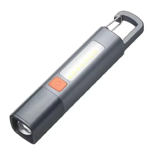 Image of LED Flashlight Rechargeable Hand Torch With Telescopic Zoom And Carabiner