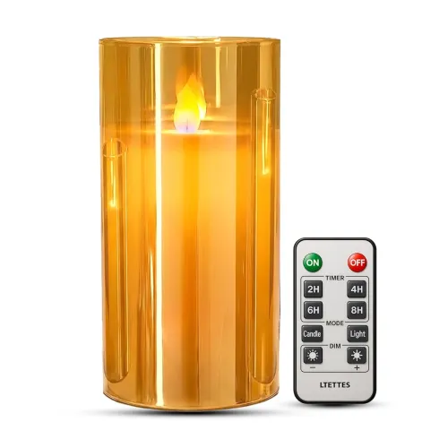 Image of LED Glass Cup Pillar Candle