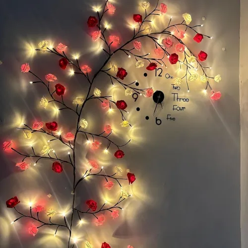 Image of LED Rose Flower String Lights with Remote Control and USB Plug, Decorative Vine Lights for Wall Décor