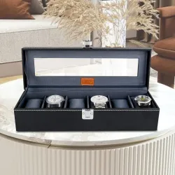LEDO Watch Box Holder Organizer Case in 6 slots of Watches with Transparent Look