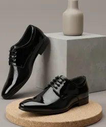 LEE CATER Premium Oxford Class DesPatent Shoes For Men (Black , 9)