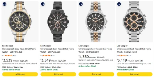 Image of Lee Cooper Chronograph Grey Round Dial Men'S Watch at minimum 75% Discount