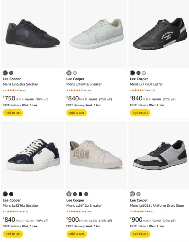Image of Lee Cooper Mens Footwear Upto 70% Discount