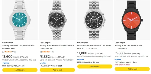 Image of Lee Cooper Men's Watch at minimum 70% Discount