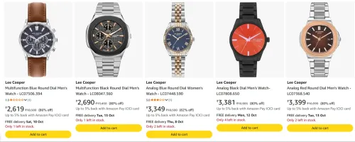 Image of Lee Cooper Men's Watch at minimum 80% Discount