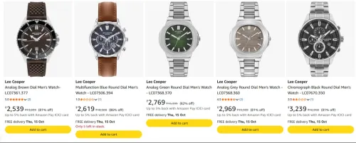 Image of Lee Cooper Men's Watch upto 86% Discount