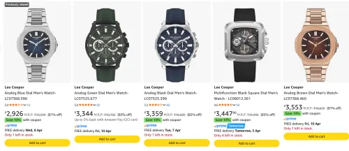 Image of Lee Cooper Men's Watches at minimum 80% Discount