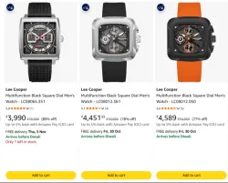Lee Cooper Multifunction Black Square Dial Mens Watch at minimum 76% Discount