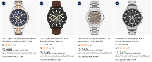 Image of Lee Cooper Watches at minimum 80% Discount