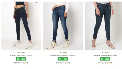 Image of LEE COOPER Women Mid-Rise Slim Jeans Starting @ ₹300