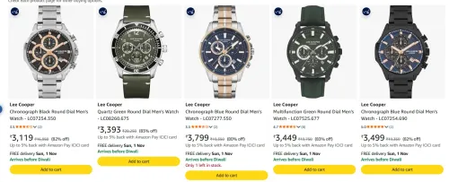 Image of Lee Cooper Wrist Watches at minimum 83% Discount