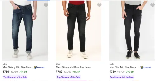 Image of Lee Jeans For Men Minimum 70% Discount