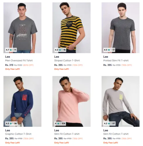Image of LEE Men Tshirt Starting @ ₹319