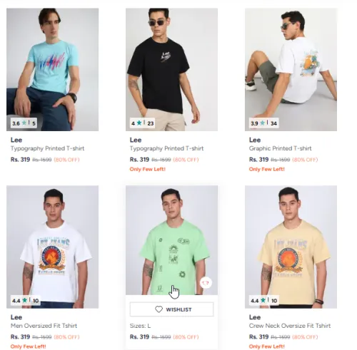 Image of Lee Men T-shirt Starting at ₹319