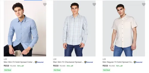 Image of Lee Men's Shirts at minimum 70% Discount
