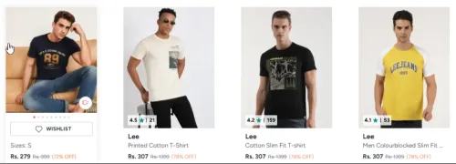 Image of LEE men's t-shirts starting at ₹ 279