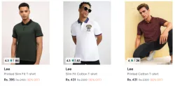 Lee T-shirts @ Minimum 80% OFF
